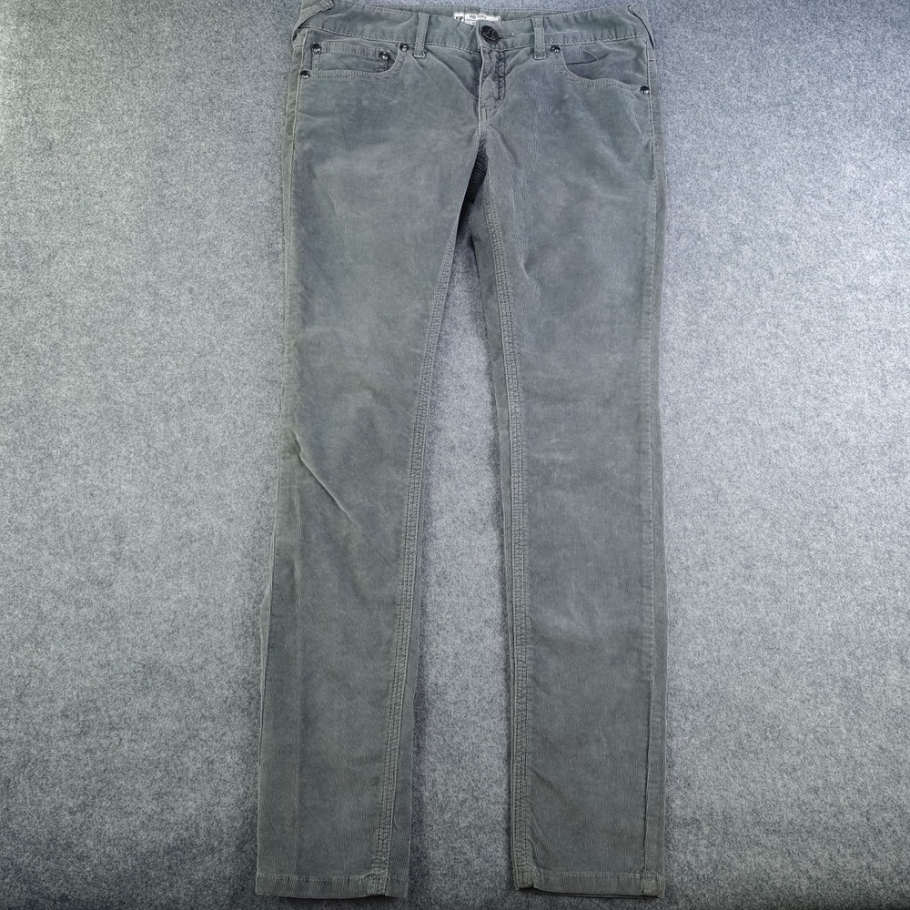 Free People Corduroy Pants Women's 30 Gray / Green Low Rise 34x30 Stretch Slim